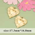 Golden heart pendant with sunburst texture, 17.3mm x 16.8mm stainless steel DIY accessory - Radiant Smooth Heart Style (MG6108)