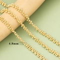 DIY gold beaded chain necklace with 4.8mm double bead design in polished finish - Double Bead Side-By-Side Style Gold (C42806A)