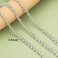 4.8mm silver bead chain necklace part wrapped on a wooden cylinder stand - Double Bead Side-By-Side Style Silver (C42806B)