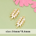 18k gold plated wheat leaf charms with marquise zircon for DIY jewelry making - Wheat Ear Style (MG7201A)