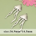 Polished silver jellyfish charms for jewelry making, dimensions 36.9mm by 14.5mm - Silver High Gloss Jellyfish Style (MG6113)