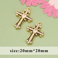 Vintage kruishanger met strassteentjes voor sieraden DIY, 20mm x 20mm - Punk Pave Kruis Stijl (MG6311)