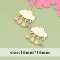 Cloud shaped gold pendant with colorful zircon raindrops in pink and blue 16mm - Cloud Raindrop Shape (MG7207A)