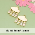 Golden cloud jewelry pendant with colorful zircon rectangular gemstones, size 18mm by 16mm - Cloud Tassel Shape (MG7208A)