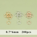 200 τεμάχια χάλκινοι κρίκοι 0.7x6mm χρυσό ασήμι και ροζ χρυσό για χειροποίητα κοσμήματα - 0.7*6mm Ανοιχτά Κρικάκια (MG9310)