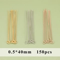 Επιχρυσωμένες καρφίτσες ματιών 0,5x40mm για χειροποίητα κοσμήματα DIY σετ 150τμχ - 0.5x40mm / Καρφίτσα με μάτι (MG8303) / 150 Τεμάχια/Συσκευασία / Χρυσό