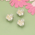 DIY jewelry charm, 18K gold-plated pomegranate pendant with yellow cubic zirconia stones - Silver Pomegranate (Yellow Zirconia) (MG8001B)