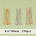 150 τμχ επιχρυσωμένες καρφίτσες με θηλιά 0,6x30mm για DIY κατασκευή κοσμημάτων - 0.6x30mm / Καρφίτσα με μάτι (MG8304) / 150 Τεμάχια/Συσκευασία / Χρυσό
