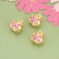 Set of three pomegranate pendants with gold plating and pink cubic zirconia stones - Gold Pomegranate (Pink/Clear Zirconia) (MG8002A)