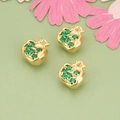 Pomegranate charm in 18K gold plated copper with green zircon stones for DIY jewelry making - Gold Pomegranate (Green Zirconia) (MG8003A)