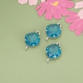 Blue faceted diamond glass connectors with silver links for DIY jewelry making - Lake Blue