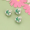 Three green zircon apple pendants in silver finish for DIY jewelry making and crafts - Silver Apple (Green Zirconia) (MG8003B)