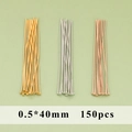 Chiodini testa piatta 0,5x40mm 150pz oro argento e oro rosa per creazione gioielli - Oro 18K / MG8104 (0.5x40mm) / 150 Pezzi/Confezione