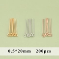 0.5x20mm gold silver and rose gold plated eye pins 200pcs for DIY jewelry making - 0.5x20mm