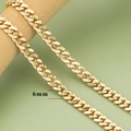 Cadena cubana de 6mm bañada en oro con acabado mate sobre soporte de madera - Cadena Cubana Esmerilada-Dorado(C43302A)—【1m】