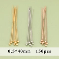 0.5x40mm ball head pins for DIY jewelry in gold, silver, and rose gold, 150 pieces - Ball Headpins (MG9004) / 0.5x40mm (150 Pieces/Pack) / 18K Gold