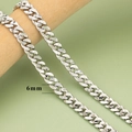 Cadena cubana hip-hop de plata 6mm con superficie texturizada mate y pulida - Cadena Cubana Esmerilada-Plateado(C43302B)—【1m】