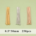 Chiodini a testa piatta DIY 0,5x30mm in oro, argento e oro rosa, set da 250 pezzi - MG8106 (0.5x30mm)