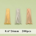 Chiodini a testa piatta DIY 0.6x26mm in oro, argento e oro rosa, confezione da 200 pezzi - MG8107 (0.6x26mm)