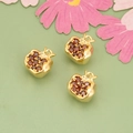 18K gold-plated pomegranate pendant with dark red cubic zirconia for jewelry making - Gold Pomegranate (Red Zirconia) (MA1005A)