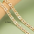 Cadena de hip-hop dorada de 6,3 mm con eslabones en forma de ojo y acabado pulido - Cadena Elabón de Ojo-Dorado(C43303A)—【1m】