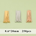 Chiodini a testa piatta 0.6x20mm per gioielli in oro, argento e oro rosa, 250 pezzi - MG8109 (0.6x20mm)