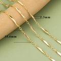 18k gold plated geometric tube chain link measuring 15.6mm by 2.3mm for DIY jewelry - Twisted Long Tube Combination (C41903A) / 1 Meter / Gold