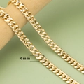 Cadena cubana dorada de 6 mm con textura de corte diamante y acabado metálico - Cadena Cubana Corte Diamante-Dorado(C43304A)—【1m】