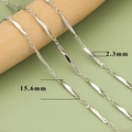 2.3mm silver DIY geometric chain link for necklaces and bracelets with 18k plating - Twisted Long Tube Combination (C41903B) / 1 Meter / Silver