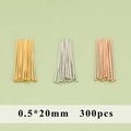 Chiodini a testa piatta 0,5x20mm in oro, argento e oro rosa per gioielli fai da te 300pz - MG8110 (0.5x20mm)