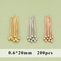 DIY jewelry ball pins in gold, silver and rose gold, size 0.6x20mm, 200 pieces pack - 0.6x20mm (200 Pieces/Pack)