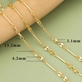 18K gold plated geometric DIY link chain with 13.2mm bar and coffee bean links - Pig Nose Oval Buckle And Spiral Tube (C41904A) / 1 Meter / Gold