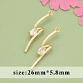 18K gold-plated S-line pendant with oval zircon for DIY jewelry making 26mm x 5.8mm - Gold Curve (MG5702A)