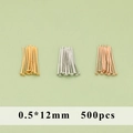 Chiodini a T per gioielli fai-da-te in oro, argento e oro rosa, misura 0,5x12mm 500pz - MG8113 (0.5x12mm)