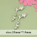 18K gold-plated silver twig pendant with drop-cut zircon, size 25mm by 7.9mm - Silver Floral (MG5709B)