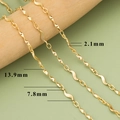 18k gold plated wave chain with 2.1mm width for DIY jewelry making and necklaces - Twisted Wave Long Chain Style (C41905A) / 1 Meter / Gold