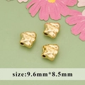 Irregular 18K gold heart-shaped metal beads with hammered texture and 9.6mm hole size - 1 Piece Pack (9.6mm*8.5mm) / Irregular Heart Gold Style (MG6902A)