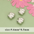 Star-shaped 18K silver DIY bead with irregular texture and tiny rhinestone, 9.6x8.5mm - 1 Piece Pack (9.6mm*8.5mm) / Star Rhinestone Silver Style (MG6902B)