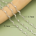 Silver plated minimalist geometric link chain in 2.7mm and 5.1mm widths for DIY jewelry - Polished Pod Irregular Chain (C41906B) / 1 Meter / Silver