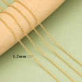 1,2 mm vergoldete Edelstahl-Gliederkette mit fein polierter Oberflächenstruktur - Sehr Feiner O-Kettenstil (C43403) / 3 Meter Packung / Gold