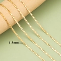 1,5 mm flache vergoldete Edelstahlkette für DIY-Halsketten und Schmuckherstellung - Flache Ankerkette Stil (C43405) / 3 Meter Packung / Gold