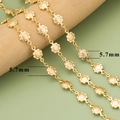18k gold plated daisy link chain with 5.7mm flower patterns for DIY jewelry making - Flower Daisy Shape Chain (C41909A) / 1 Meter / Gold