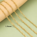 1,8 mm 18K vergoldete Edelstahl-Singapurkette für DIY-Halsketten im Wellendesign - Singapur Wasserwellen-Stil (C43407) / 3 Meter Packung / Gold