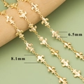 Golden fleur-de-lis chain links in 6.5mm and 8.1mm widths for DIY jewelry making - Classic Fleur-de-lis Shape Chain (C41910A) / 1 Meter / Gold