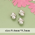 Three irregular heart-shaped silver metallic spacer beads size 9.4mm for DIY jewelry - Irregular Heart Silver Style (MG6906B)