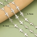 Silver geometric Fleur-de-lis metal chain links in 6.5mm and 8.1mm widths for DIY jewelry - Classic Fleur-de-lis Shape Chain (C41910B) / 1 Meter / Silver