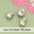 Three silver teardrop-shaped metal beads with a mirror finish for DIY jewelry making - Large Teardrop Silver Style (MG6907B)