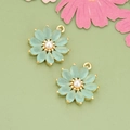 Pendentifs fleur bleu clair avec zircon et perle pour création de bijoux DIY - Vert Clair 09AS