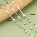 Silver geometric link chain with 11.6x4.1mm oval mesh textured links for DIY jewelry - Tennis Racket Oval Component Chain (C41911B) / 1 Meter / Silver