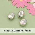 Silver 11.2x9.7mm irregular baroque spacer beads for jewelry making with mirror finish - Pebble Irregular Silver Style (MG6908B)